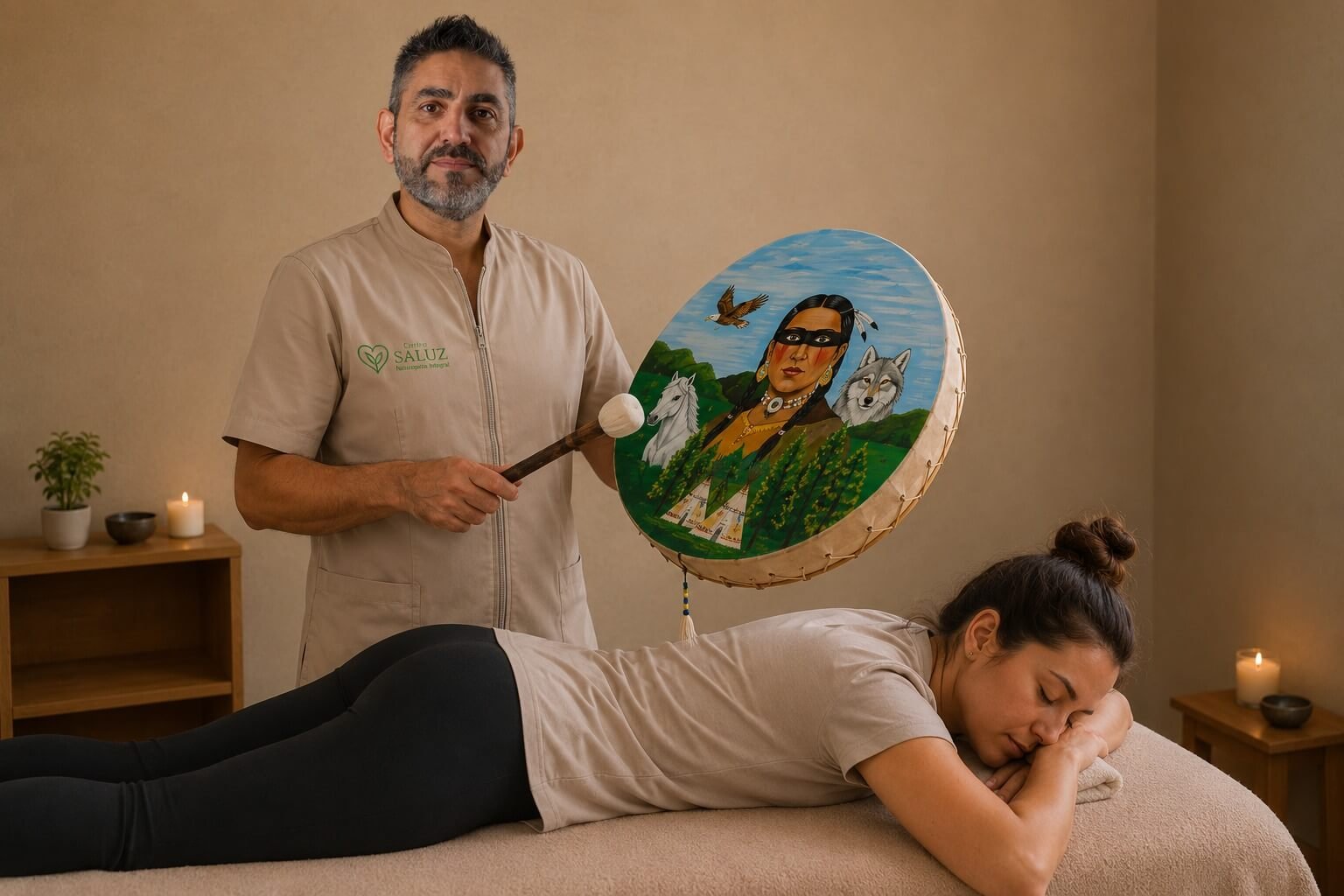 masaje con tambor chamanico